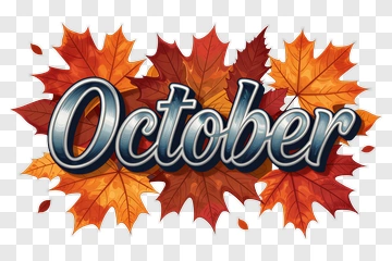 October With Autumn Leaves PNG