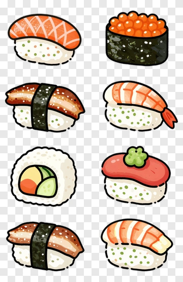 Colorful Sushi Assortment PNG