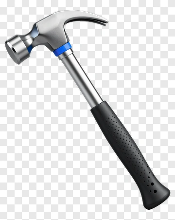 Metal Hammer With Black Handle PNG