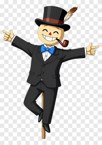 Cartoon Scarecrow In A Suit With A Pipe PNG