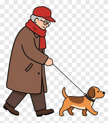 Man Walking A Dog PNG
