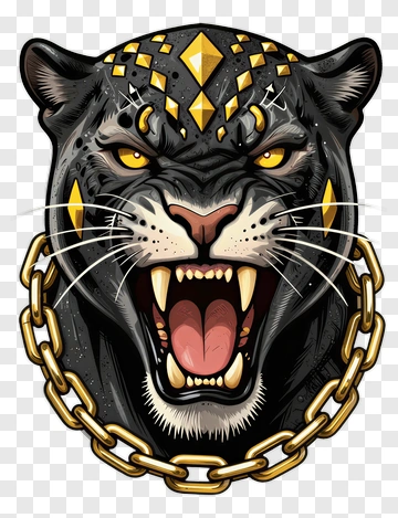 Angry Panther With Golden Chain PNG