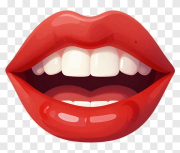 Cartoon Red Lips With White Teeth PNG