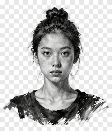Portrait Of A Young Woman With A Bun PNG