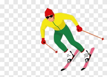 Skiing Man In Colorful Outfit PNG