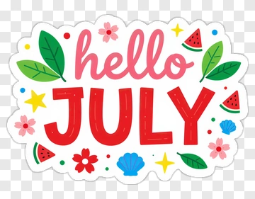 Hello July Decorative Sticker PNG