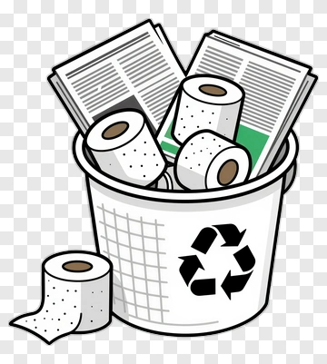 Recycling Bin Filled With Paper And Toilet Paper Rolls PNG