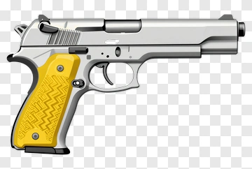 Handgun With Yellow Grip PNG