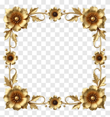 Gold Floral Frame PNG
