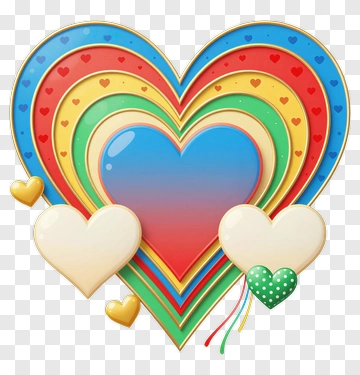 Colorful Heart Design With Balloons PNG