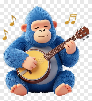 Cartoon Monkey Playing A Banjo PNG
