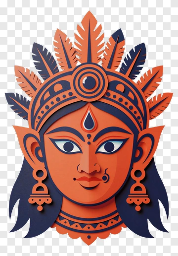 Colorful Paper Cut Goddess Face PNG