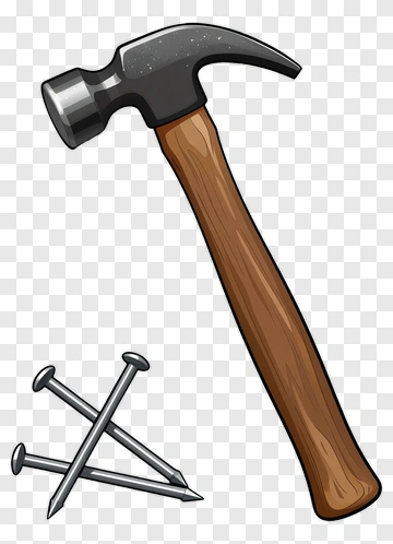 Cartoon Hammer And Nails PNG