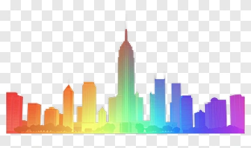 Colorful City Skyline Silhouette PNG