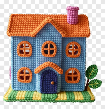 Colorful Crocheted House PNG