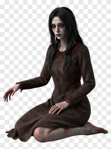 Creepy Girl In A Brown Dress PNG