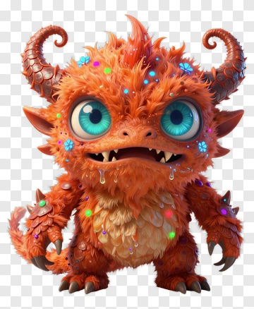 Cartoon Monster With Colorful Decorations PNG