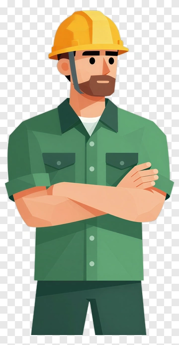 Construction Worker With Yellow Hard Hat PNG