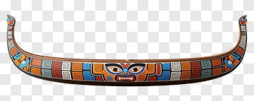 Decorative Canoe With Tribal Patterns PNG