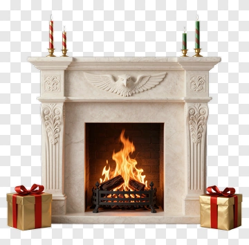 Elegant Fireplace With Christmas Gifts PNG