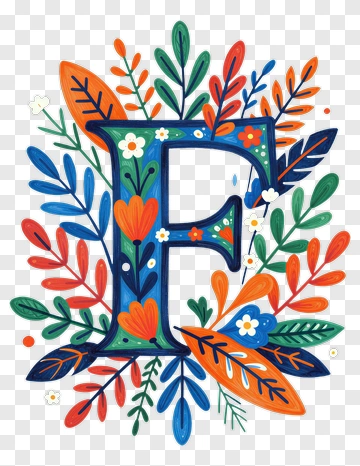 Colorful Floral Letter F PNG