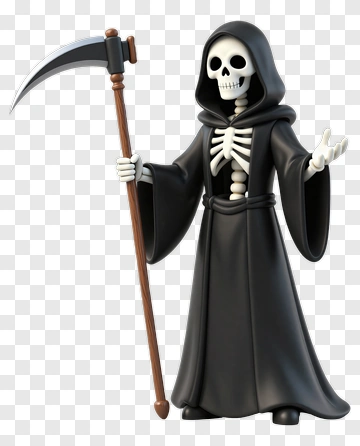 Cartoon Grim Reaper Holding A Scythe PNG