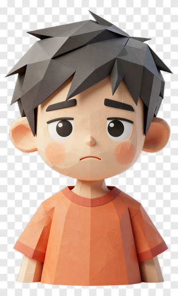 3D Boy With Short Hair In An Orange Shirt PNG