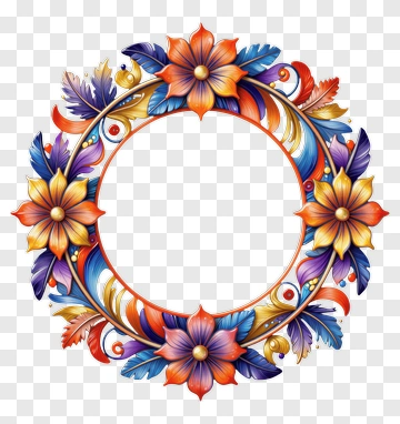 Colorful Floral Wreath PNG