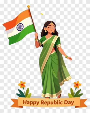 Woman Celebrating Republic Day With Indian Flag PNG