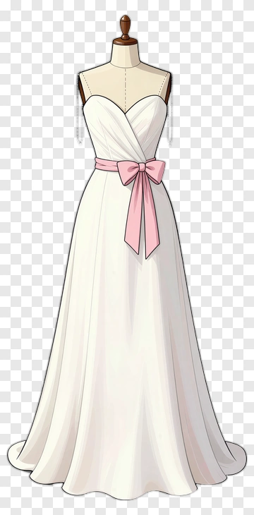 Elegant Wedding Dress On A Mannequin PNG