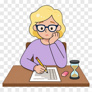 Student Thinking While Writing PNG