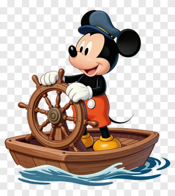 Mickey Mouse Steering A Boat PNG
