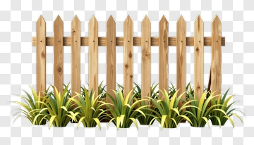 Wooden Fence With Grass PNG