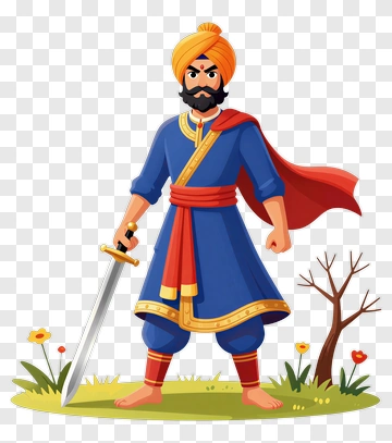 Cartoon Warrior Holding A Sword PNG