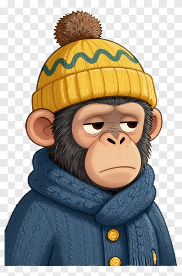Cartoon Monkey Wearing A Yellow Beanie PNG