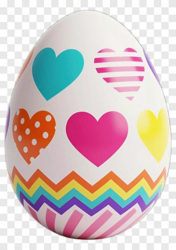 Colorful Easter Egg With Heart Patterns PNG