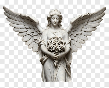 Angel Holding A Bouquet Of Roses PNG
