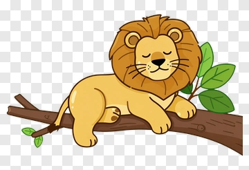 Cartoon Lion Sitting On A Branch PNG