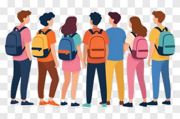 Group Of Students With Backpacks PNG