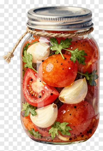 Jar Of Fresh Tomatoes And Garlic PNG