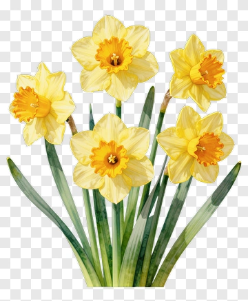 Colorful Daffodil Flower Bouquet PNG