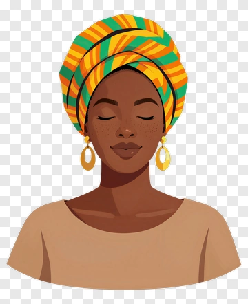 Woman With Colorful Headwrap And Earrings PNG