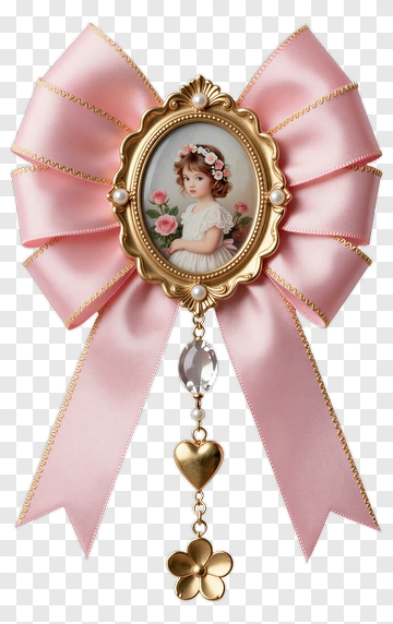 Vintage Ribbon With Framed Portrait Of A Girl PNG