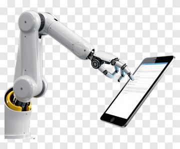 Robot Arm Interacting With A Tablet PNG