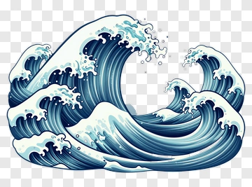 Stylized Ocean Waves PNG