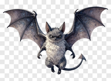 Cartoon Bat Creature With Wings PNG