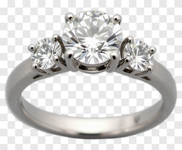Diamond Engagement Ring With Three Stones PNG