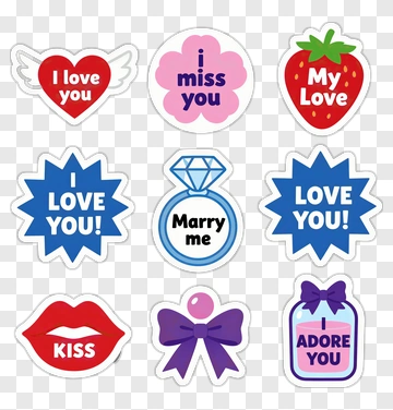 Valentine's Day Stickers With Love Messages PNG