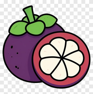 Cartoon Mangosteen Fruit Cut In Half PNG