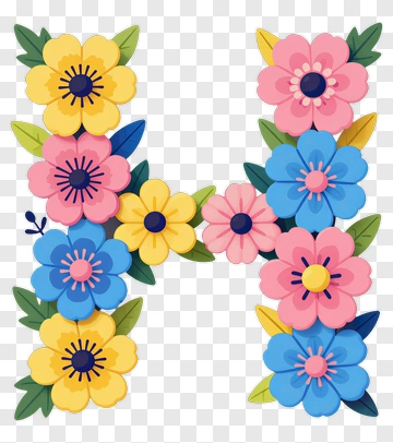 Colorful Floral Letter H PNG